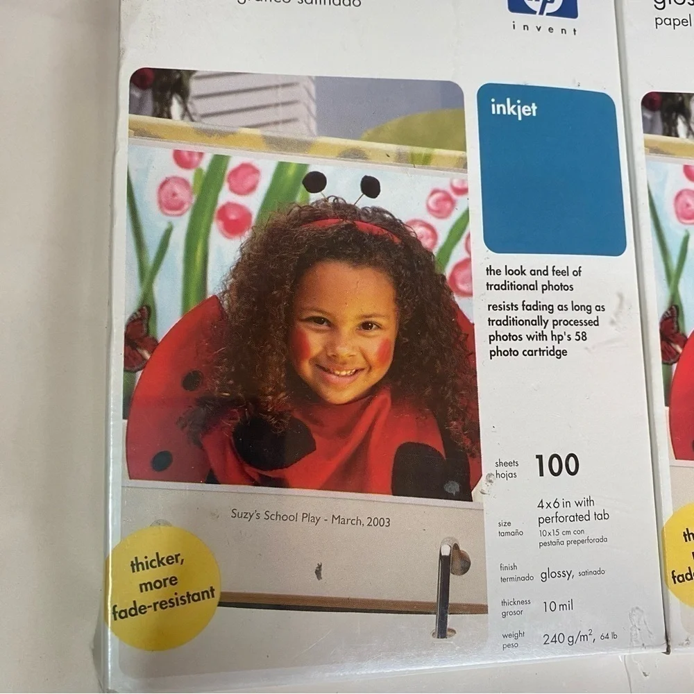 HP inkjet glossy photo paper 200 sheets 4x6 New unopened